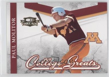 2008 Donruss Threads - College Greats #CG-5 - Paul Molitor