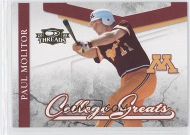 2008 Donruss Threads - College Greats #CG-5 - Paul Molitor