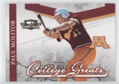 2008 Donruss Threads - College Greats #CG-5 - Paul Molitor