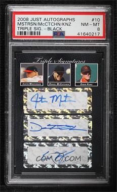 2008 Just Minors Triple Signatures - [Base] - Black Edition #TSB08.010 - Justin Masterson, Daniel McCutchen, Eddie Kunz /5 [PSA 8 NM‑MT]