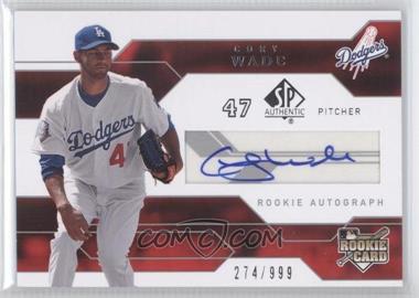 2008 SP Authentic - [Base] #168 - Rookie Autograph - Cory Wade /999