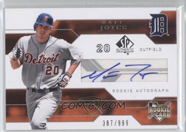 2008 SP Authentic - [Base] #177 - Rookie Autograph - Matt Joyce /999