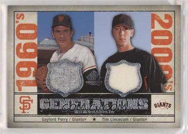 2008 SP Legendary Cuts - Generations Dual Memorabilia #GEN-PL - Tim Lincecum, Gaylord Perry