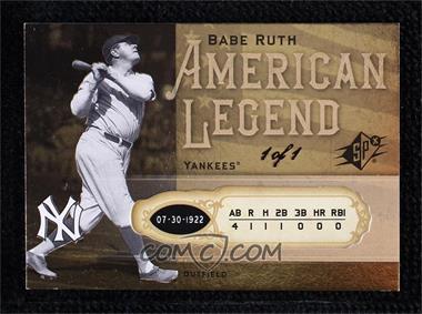 2008 SPx - Babe Ruth American Legend - Boxscore #BR44 - Babe Ruth /1