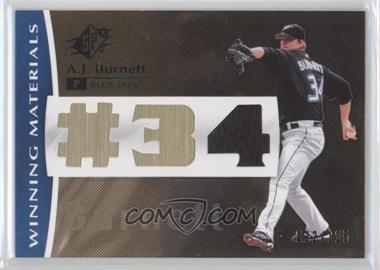 2008 SPx - Winning Materials - Jersey Number #WM-AB - A.J. Burnett /125