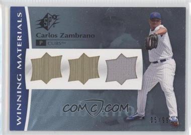 2008 SPx - Winning Materials - Upper Deck Logo #WM-CZ - Carlos Zambrano /99