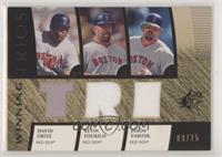 David Ortiz, Kevin Youkilis, Jason Varitek #/25