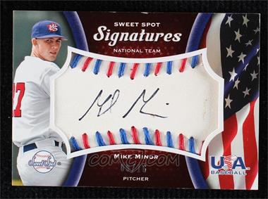 2008 Sweet Spot - USA Signatures - Ball Red & Blue Stitching Black Ink #USA-MM - Mike Minor /16