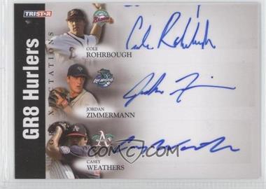 2008 TRISTAR PROjections - GR8 Xpectations Autographs Triple - Black 25 #RZW - Jordan Zimmermann, Casey Weathers, Cole Rohrbough /25