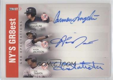 2008 TRISTAR PROjections - GR8 Xpectations Autographs Triple - Red 25 #AJT - Carmen Angelini, Austin Jackson, Jose Tabata /25