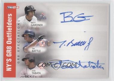 2008 TRISTAR PROjections - GR8 Xpectations Autographs Triple - Red 25 #GBT - Brett Gardner, Tim Battle, Jose Tabata /25