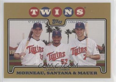 2008 Topps - [Base] - Gold Border #287 - Classic Combos - Justin Morneau, Johan Santana, Joe Mauer /2008