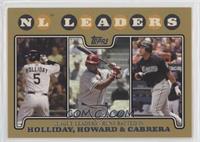 League Leaders - Matt Holliday, Ryan Howard, Miguel Cabrera #/2,008