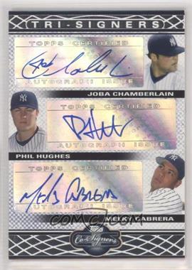 2008 Topps Co-Signers - Tri-Signers Autographs #TS-CHC - Joba Chamberlain, Phil Hughes, Melky Cabrera