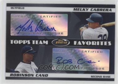 2008 Topps Finest - Topps Team Favorites Dual Autographs #DTFA-CC - Melky Cabrera, Robinson Cano /74