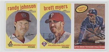 2008 Topps Heritage - Boxloader Ad Panel #_JML - Randy Johnson, Brett Myers, Kenny Lofton