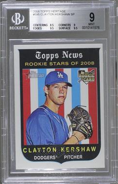 2008 Topps Heritage High Number - [Base] #595 - Rookie Stars of 2008 - Clayton Kershaw [BGS 9 MINT]