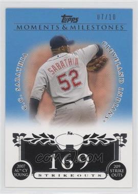 2008 Topps Moments & Milestones - [Base] - Blue #51-169 - C.C. Sabathia (2007 AL Cy Young - 209 Ks) /10