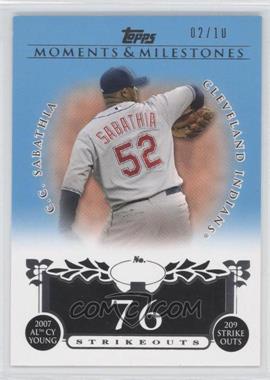 2008 Topps Moments & Milestones - [Base] - Blue #51-76 - C.C. Sabathia (2007 AL Cy Young - 209 Ks) /10