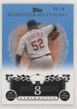 2008 Topps Moments & Milestones - [Base] - Blue #51-8 - C.C. Sabathia (2007 AL Cy Young - 209 Ks) /10