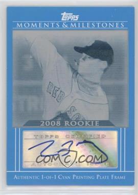 2008 Topps Moments & Milestones - Rookie Autographs - Printing Plate Cyan #RA-CB - Clay Buchholz /1