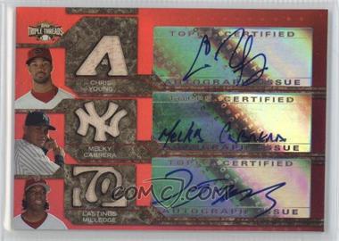 2008 Topps Triple Threads - Autographed Triple Relic Combos #TTARC-19 - Chris Young, Melky Cabrera, Lastings Milledge /36