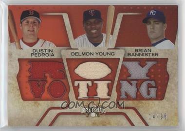 2008 Topps Triple Threads - Relic Combos #TTRC-71 - Dustin Pedroia, Delmon Young, Brian Bannister /36