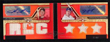 2008 Topps Triple Threads - Rookies and Rising Stars Autograph Relic Pairs #RSARP6 - J.R. Towles, Jarrod Saltalamacchia /50