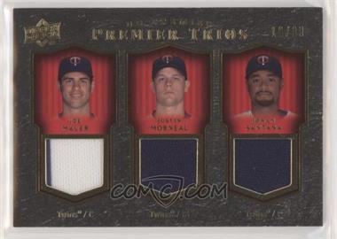 2008 UD Premier - Premier Trios Memorabilia - Gold #PTM-MMS - Joe Mauer, Justin Morneau, Johan Santana /33