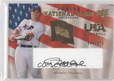 2008 Upper Deck - USA Baseball Junior National Team - Black Ink Autographs #USJR-JM - Jeff Malm /375