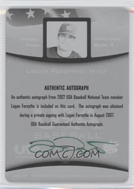2008 Upper Deck 2007 USA Baseball National Teams - [Base] - Printing Plate Black Back Autographs #66.1 - On-Card Signatures - Logan Forsythe /1