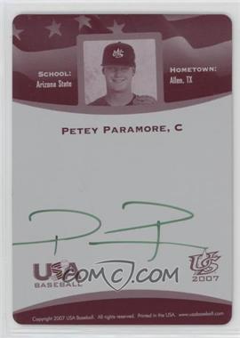 2008 Upper Deck 2007 USA Baseball National Teams - [Base] - Printing Plate Magenta Back Autographs #75 - On-Card Signatures - Petey Paramore /1