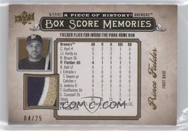 2008 Upper Deck A Piece of History - Box Score Memories - Gold Jerseys Patch #BSM-33 - Prince Fielder /25