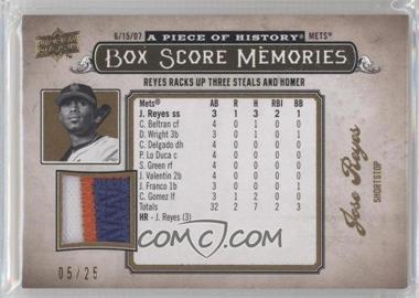 2008 Upper Deck A Piece of History - Box Score Memories - Gold Jerseys Patch #BSM-38 - Jose Reyes /25
