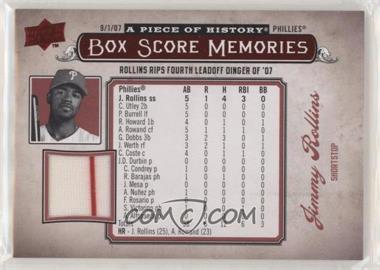 2008 Upper Deck A Piece of History - Box Score Memories - Red Jerseys #BSM-45 - Jimmy Rollins