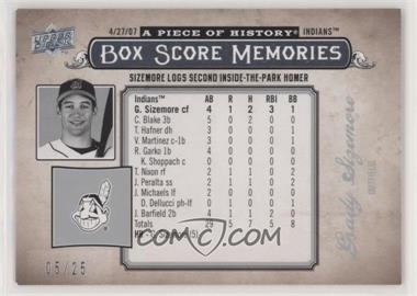 2008 Upper Deck A Piece of History - Box Score Memories - Silver #BSM-15 - Grady Sizemore /25