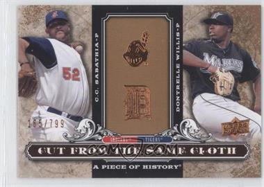 2008 Upper Deck A Piece of History - Cut from the Same Cloth #CSC-WS - C.C. Sabathia, Dontrelle Willis /799