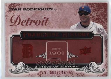 2008 Upper Deck A Piece of History - Franchise History - Red #FH-21 - Ivan Rodriguez /149