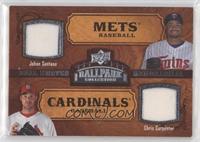 Dual Swatch Memorabilia - Johan Santana, Chris Carpenter [EX to NM]