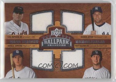2008 Upper Deck Ballpark Collection - [Base] #203 - Quad Swatch Memorabilia - Cal Ripken Jr., Derek Jeter, Khalil Greene, Troy Tulowitzki