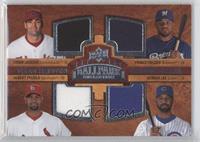 Quad Swatch Memorabilia - Conor Jackson, Prince Fielder, Albert Pujols, Derrek …