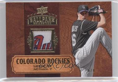 2008 Upper Deck Ballpark Collection - Single Swatch - Laundry Tag #SA-52 - Jeff Francis /8