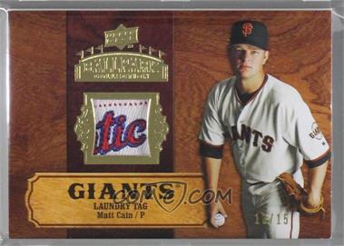 2008 Upper Deck Ballpark Collection - Single Swatch - Laundry Tag #SA-83 - Matt Cain /15 [Noted]