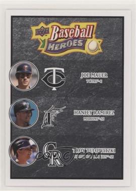 2008 Upper Deck Baseball Heroes - [Base] - Black #192 - Joe Mauer, Hanley Ramirez, Troy Tulowitzki
