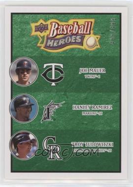 2008 Upper Deck Baseball Heroes - [Base] - Emerald #192 - Joe Mauer, Hanley Ramirez, Troy Tulowitzki /499