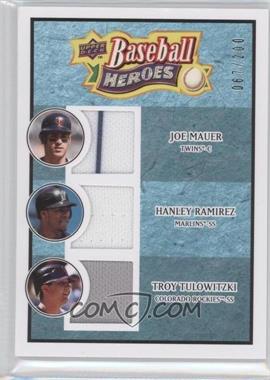 2008 Upper Deck Baseball Heroes - [Base] - Light Blue Memorabilia #192 - Joe Mauer, Hanley Ramirez, Troy Tulowitzki /200