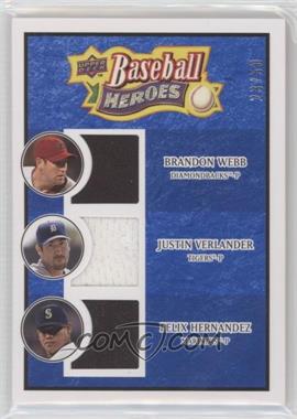 2008 Upper Deck Baseball Heroes - [Base] - Navy Blue Memorabilia #194 - Brandon Webb, Justin Verlander, Felix Hernandez /50