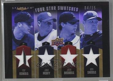 2008 Upper Deck Spectrum - Four Star Swatches #4SS-OPBS - Roy Oswalt, Jake Peavy, Josh Beckett, Ben Sheets /15 [Noted]