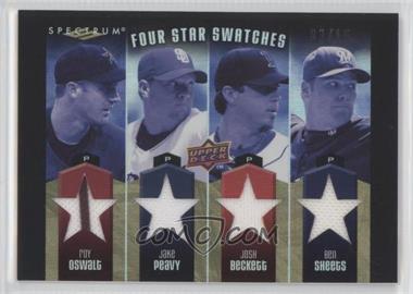 2008 Upper Deck Spectrum - Four Star Swatches #4SS-OPBS - Roy Oswalt, Jake Peavy, Josh Beckett, Ben Sheets /15