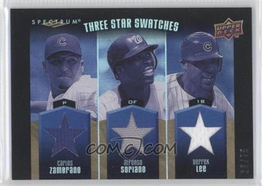 2008 Upper Deck Spectrum - Three Star Swatches #3SS-ZSL - Carlos Zambrano, Alfonso Soriano, Derrek Lee /75
